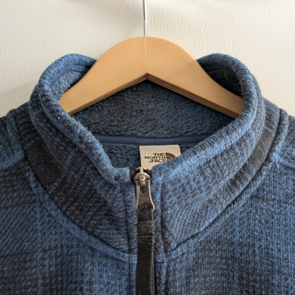 The North Face Fleece Blue Plaid 1/4 Zip Pullover Zippered Pocket -  XL - Picture 3 of 16